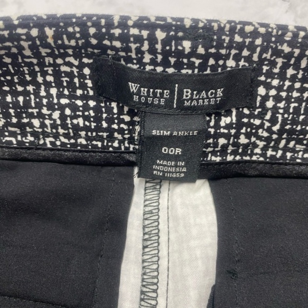 White House Black Market The Slim Ankle Pants Black and White Size 00R - Picture 4 of 11